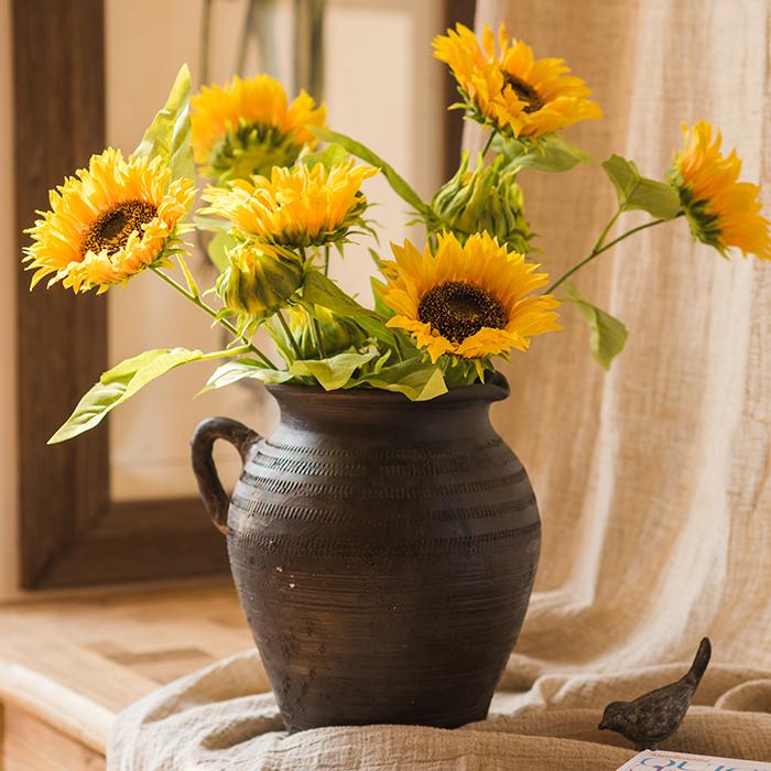 Girasole artificiale decorativo in seta, stelo da 71 cm