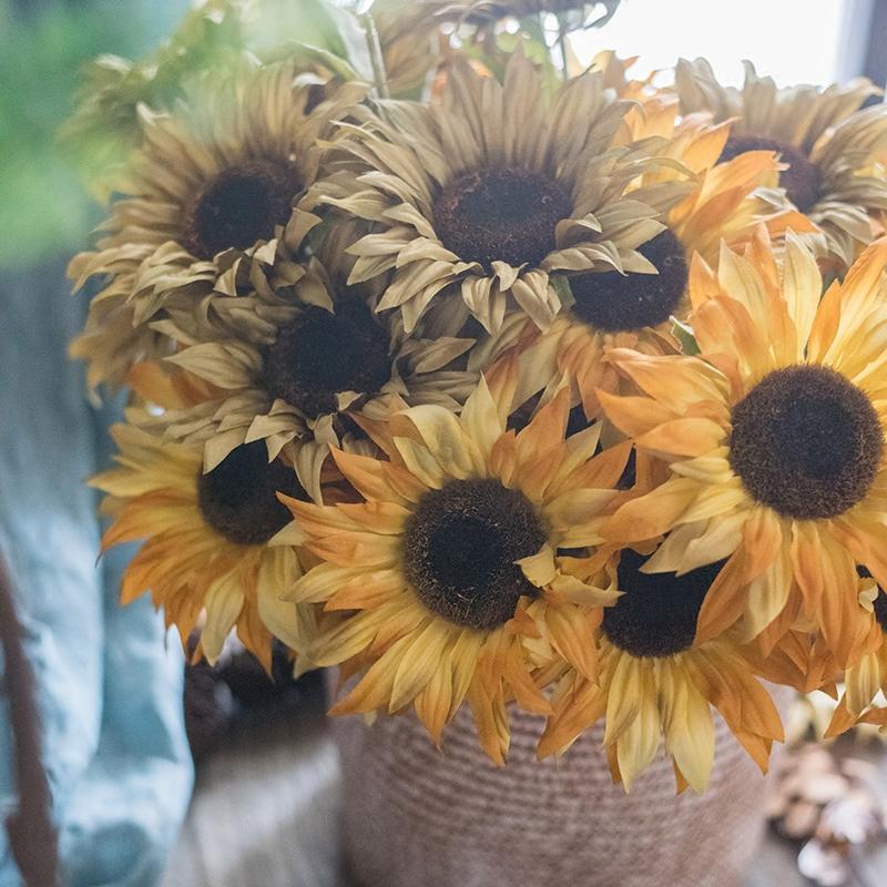 Mazzo di Girasoli di Van Gogh in Seta Sintetica, 53 cm di Altezza