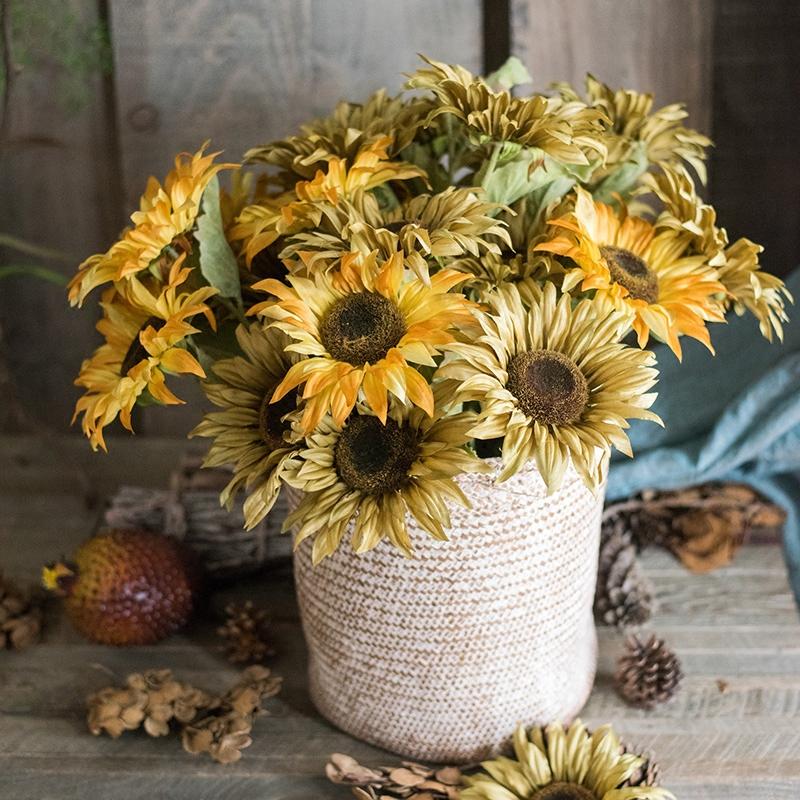 Mazzo di Girasoli di Van Gogh in Seta Sintetica, 53 cm di Altezza