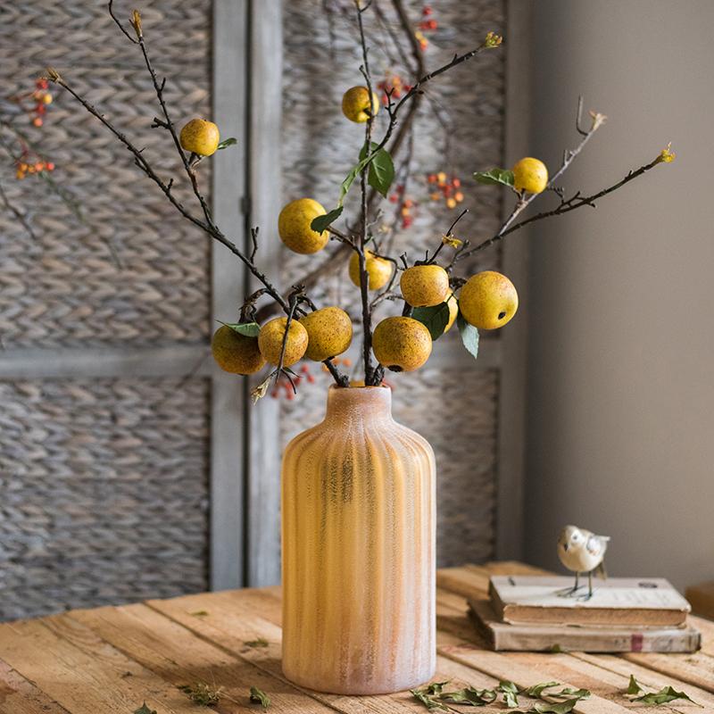 Fruit artificiel pomme jaune poire avec tige 68,5 cm de hauteur
