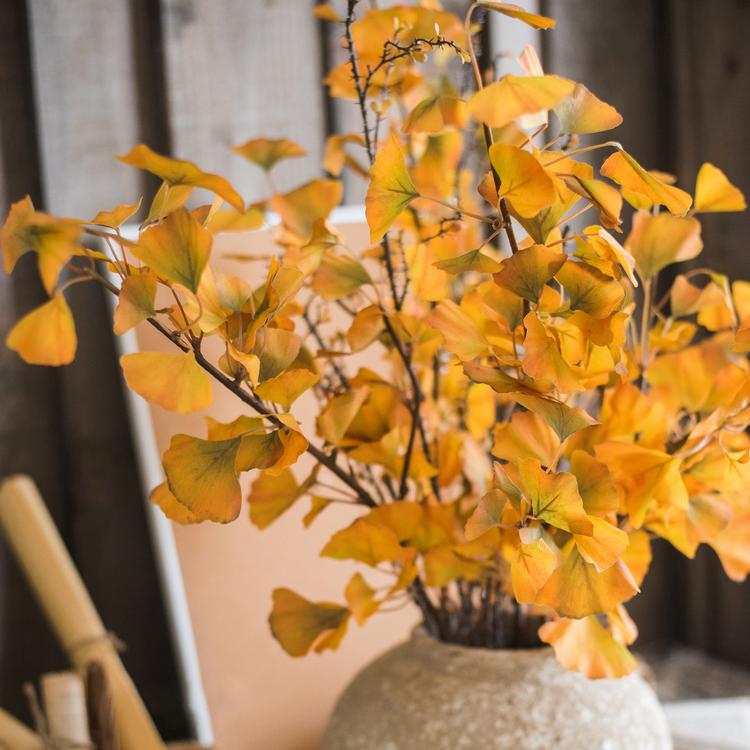 Stelo di Ginkgo artificiale giallo, altezza 94 cm, finto