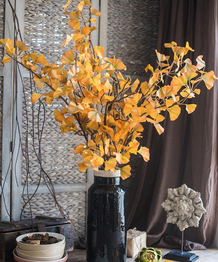 Stelo di Ginkgo artificiale giallo, altezza 94 cm, finto