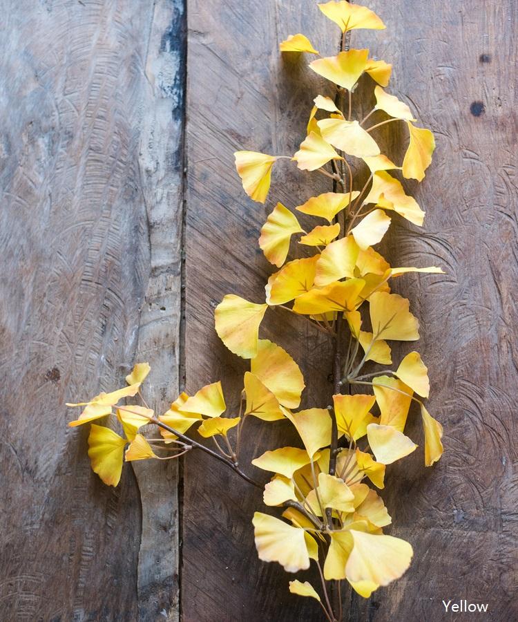 Stelo di Ginkgo artificiale giallo, altezza 94 cm, finto