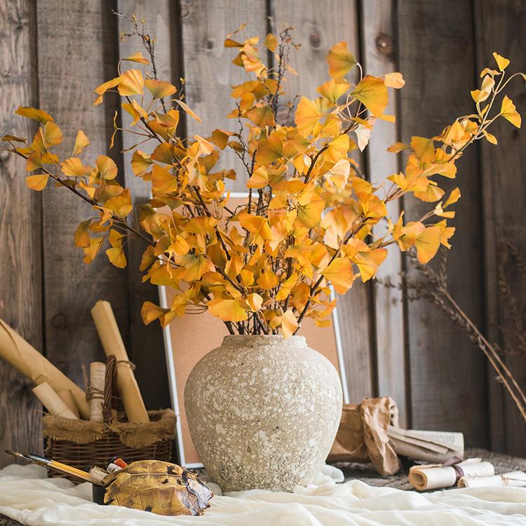 Stelo di Ginkgo artificiale giallo, altezza 94 cm, finto