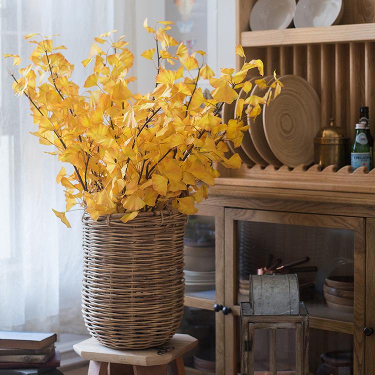 Stelo di Ginkgo artificiale giallo, altezza 94 cm, finto