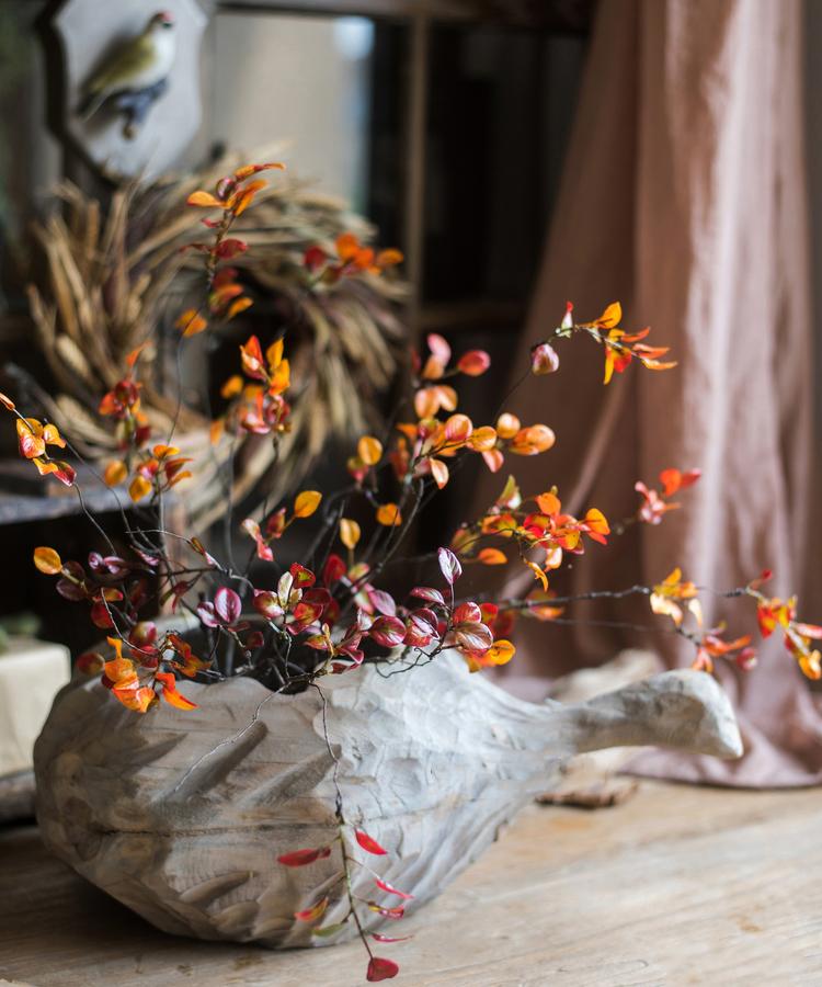 Tige de vigne artificielle à feuilles rouges