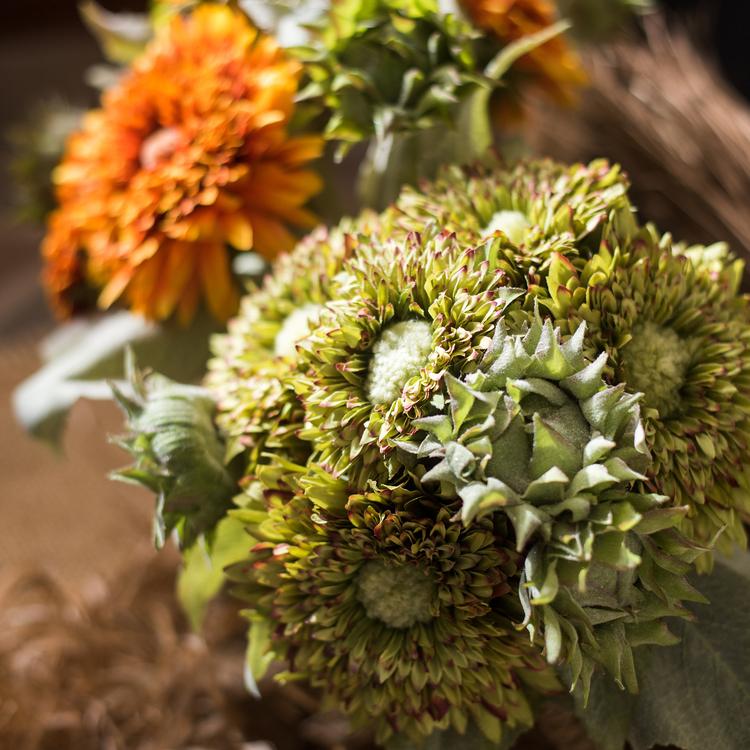 Bouquet di girasoli artificiali, colore verde o arancione, altezza 45 cm