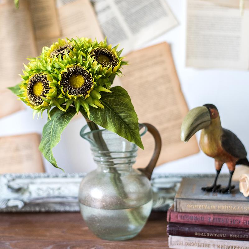 Bouquet de tournesols jaunes en soie artificielle, 33 cm de hauteur