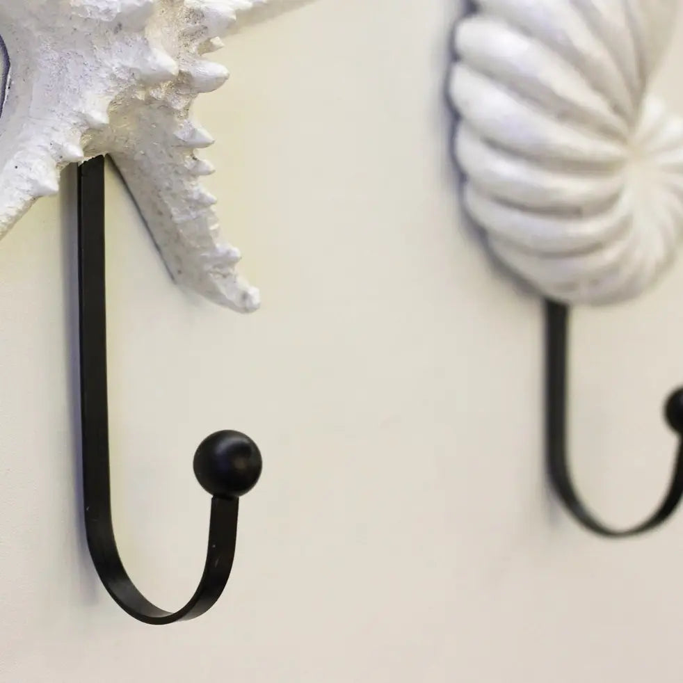 Coastal Seashell & Starfish Wall Hooks – Set of 3
