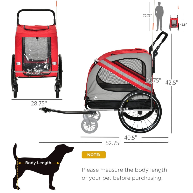Rimorchio e passeggino 2 in 1 per animali domestici