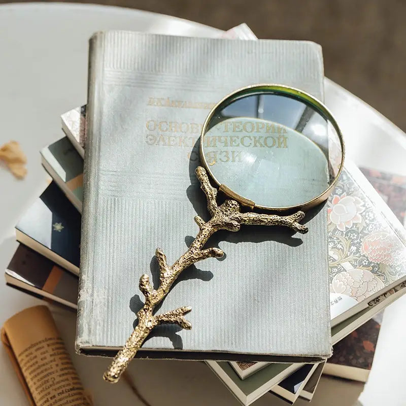 Antique Style Gold Branch Handle Magnifying Glass