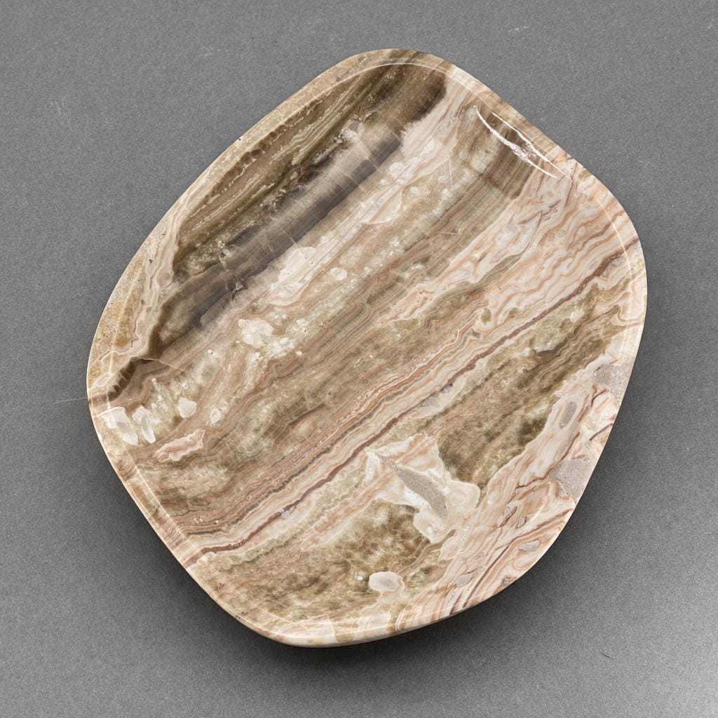 Piatto sagomato in calcite onice striata 20 CM (1 pezzo) Decorazione per la casa ciotola per gioielli
