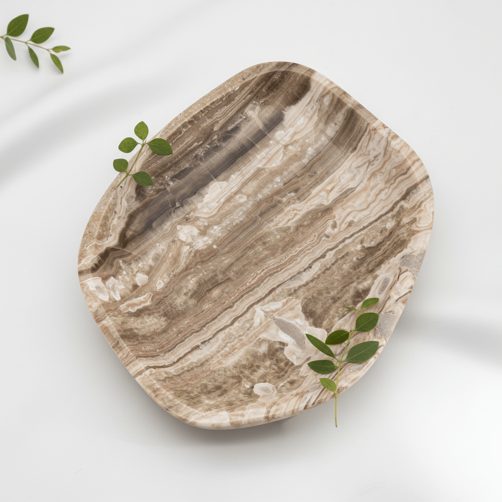 Piatto sagomato in calcite onice striata 20 CM (1 pezzo) Decorazione per la casa ciotola per gioielli