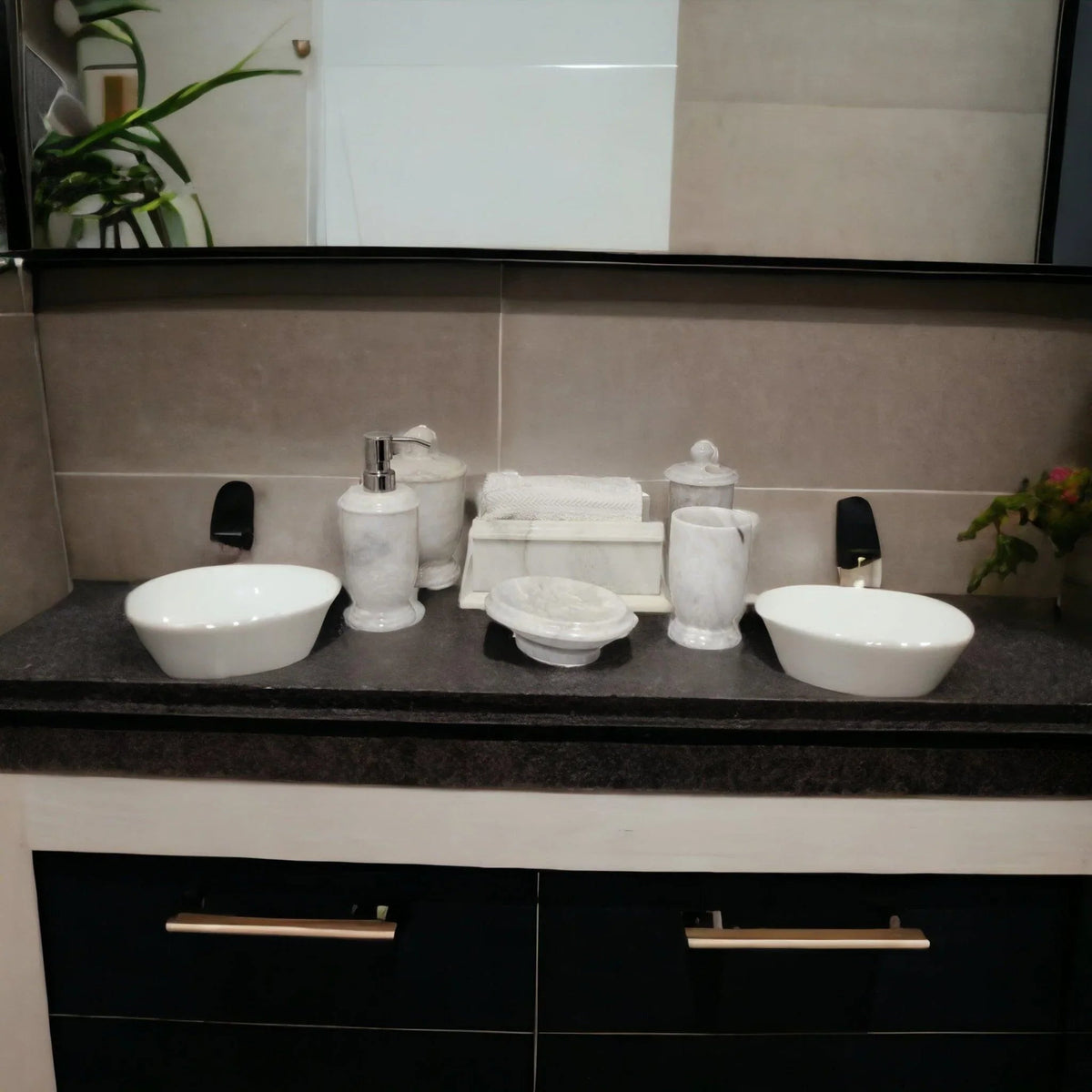 Ensembles d'accessoires de salle de bain - Salle de bain en marbre blanc