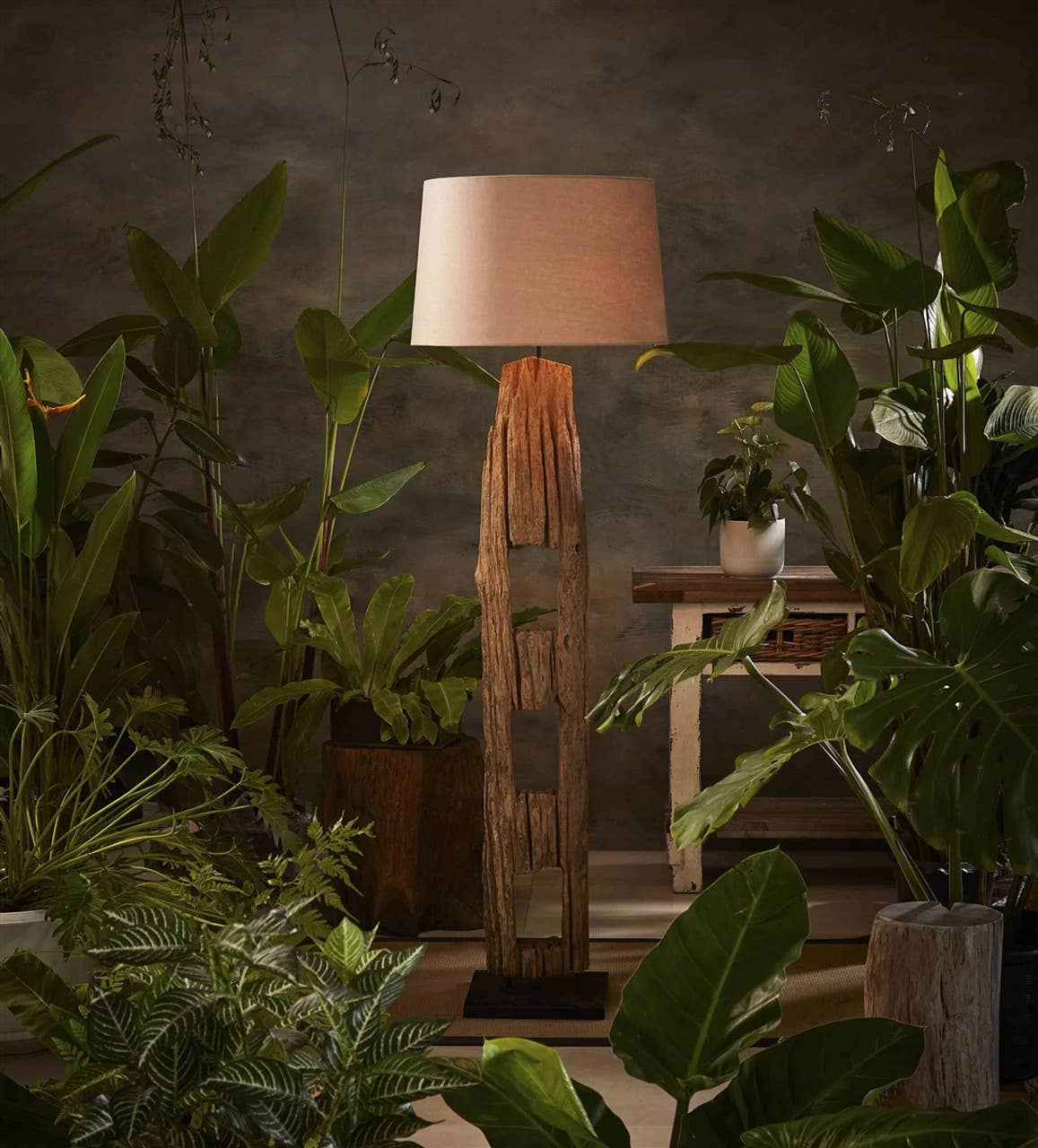 Rustic Reclaimed Teak Farm Post Floor Lamp