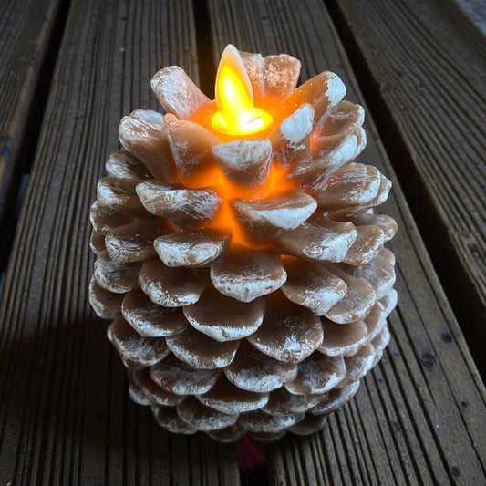 Pine Cone Moving Flame LED Candle 10.2 x 11.4 cm