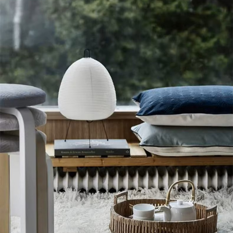 Japanese Washi Paper Table Lamp | Minimalist Tripod Desk Light