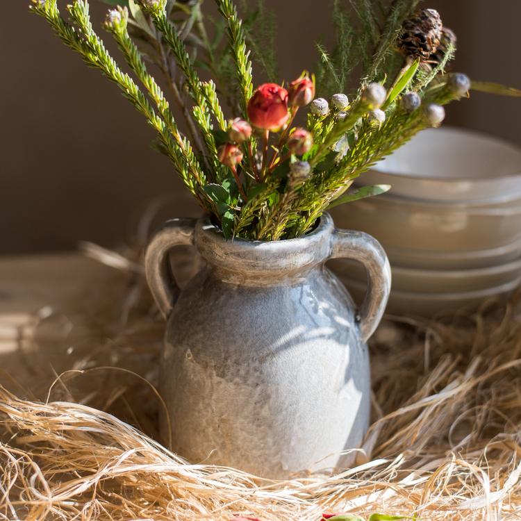 Vaso in ceramica invetriata Binglie con manici