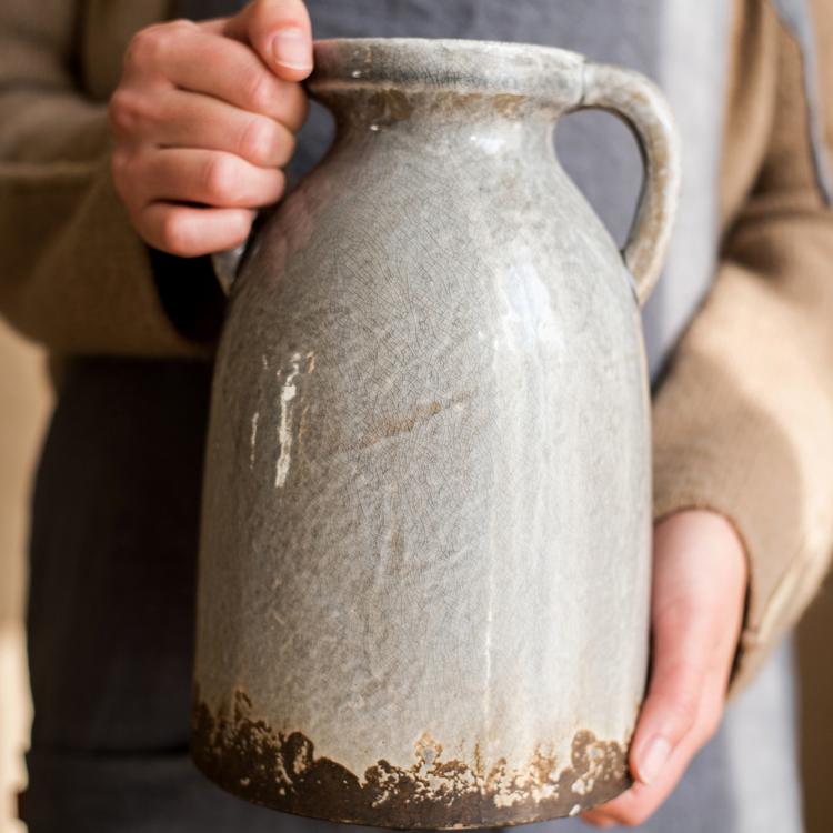 Vaso in ceramica invetriata Binglie con manici