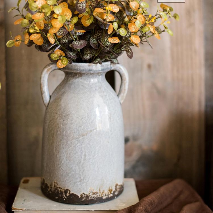 Vaso in ceramica invetriata Binglie con manici