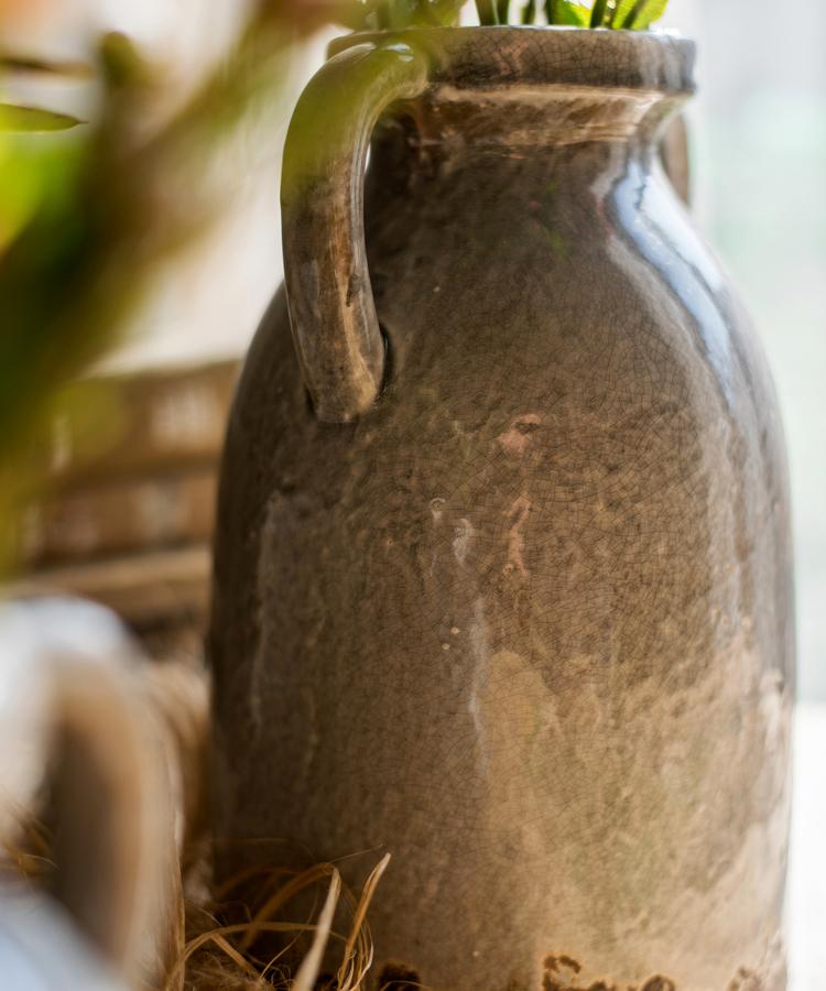 Vaso in ceramica invetriata Binglie con manici