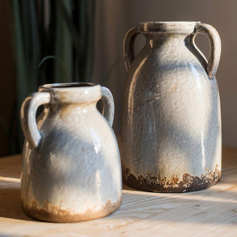 Vaso in ceramica invetriata Binglie con manici