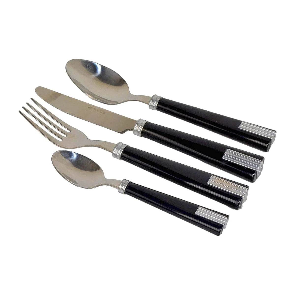 Set di posate in acciaio inossidabile nero moderno, 24 pezzi