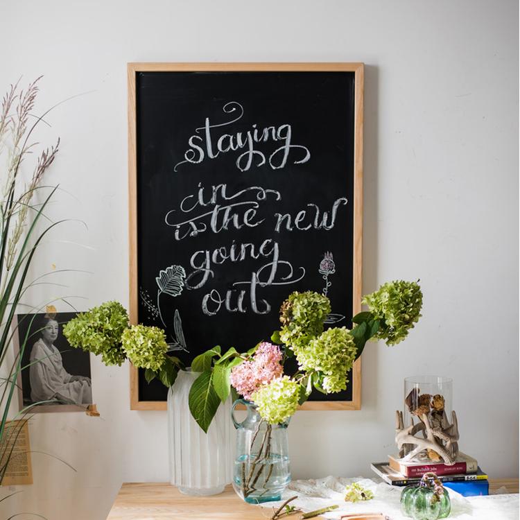 Black Magnetic Chalk Board with Solid Wood Frame