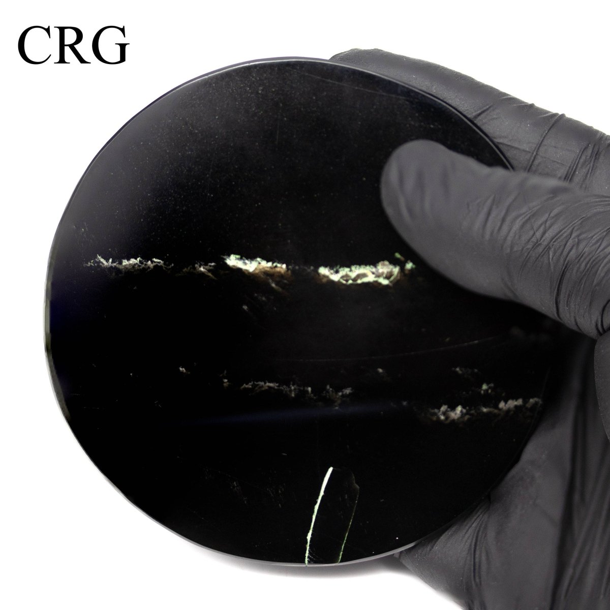 Sous-verres ronds en obsidienne noire (2 pièces) (8-13 cm)