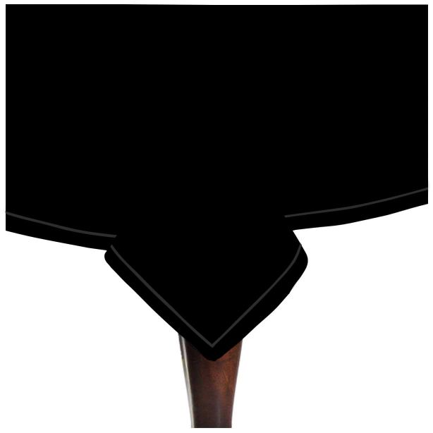 Nappe unie en satin de coton avec bordure brodée simple - Noir
