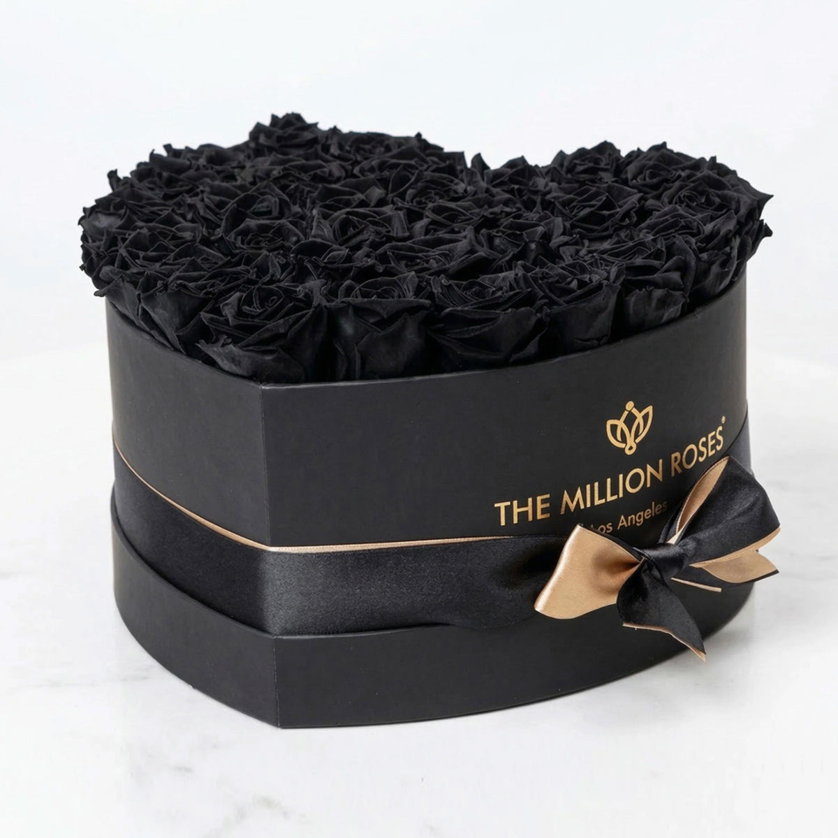 Boîte noire en forme de cœur | Roses noires