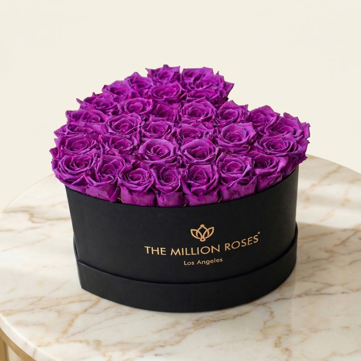 Scatola Nera a Forma di Cuore | Rose Viola Brillante