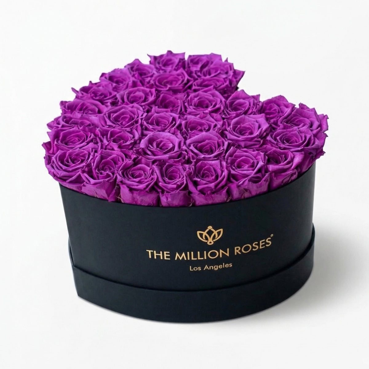 Scatola Nera a Forma di Cuore | Rose Viola Brillante