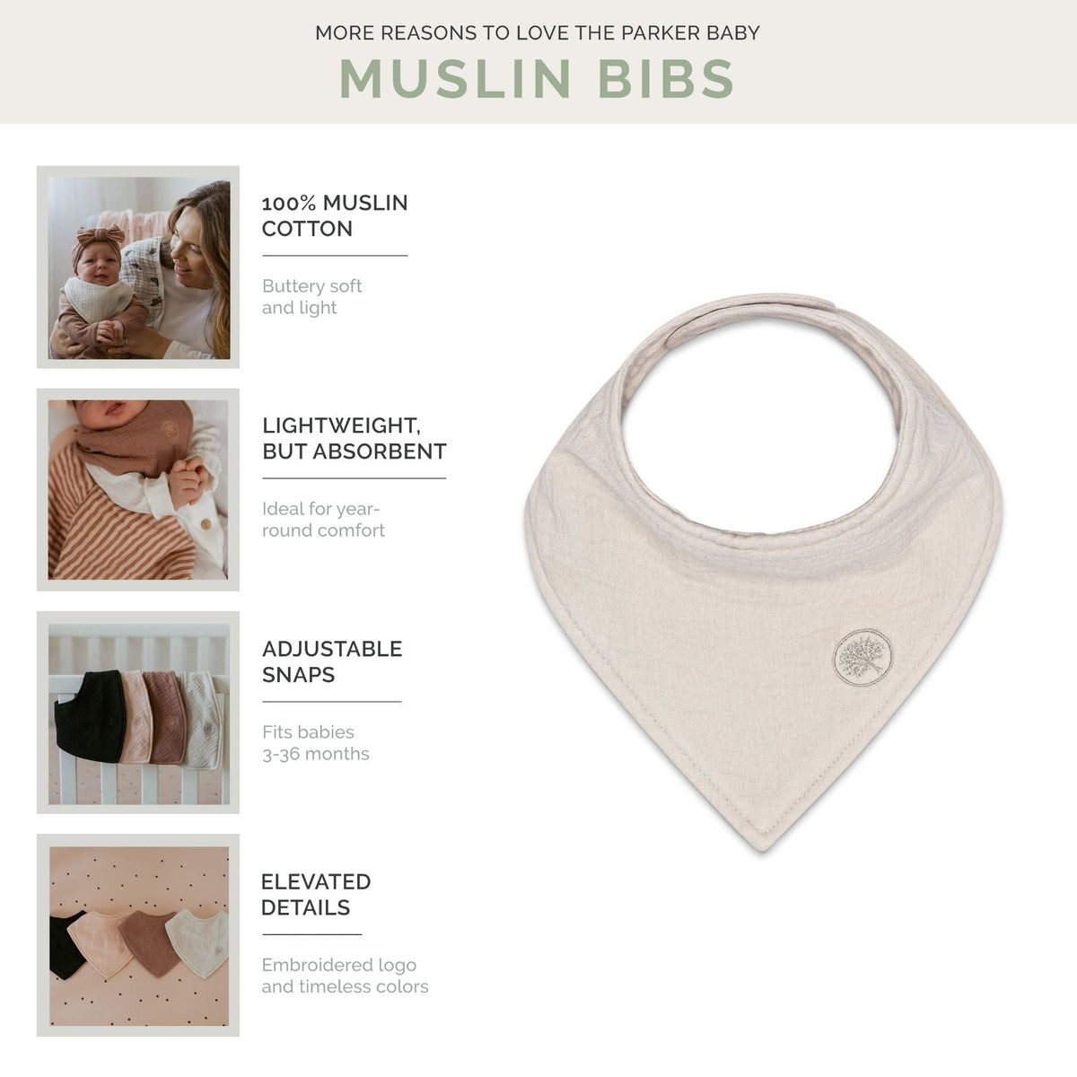 Set di bavaglini bandana in mussola Bliss (confezione da 4)