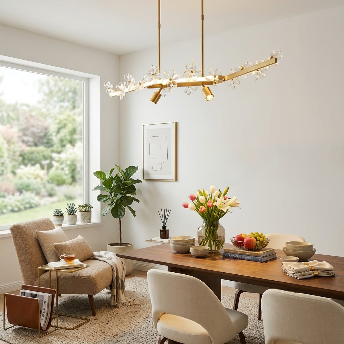 Blooming Crystal Flower Modern Pendant Light