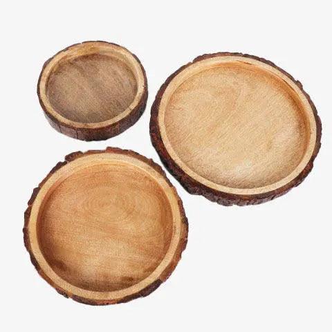 Lot de 3 coupes en bois d'écorce