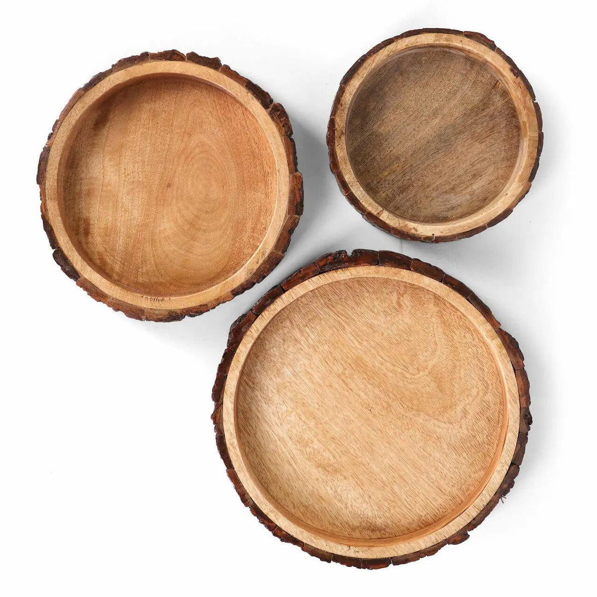 Lot de 3 coupes en bois d'écorce