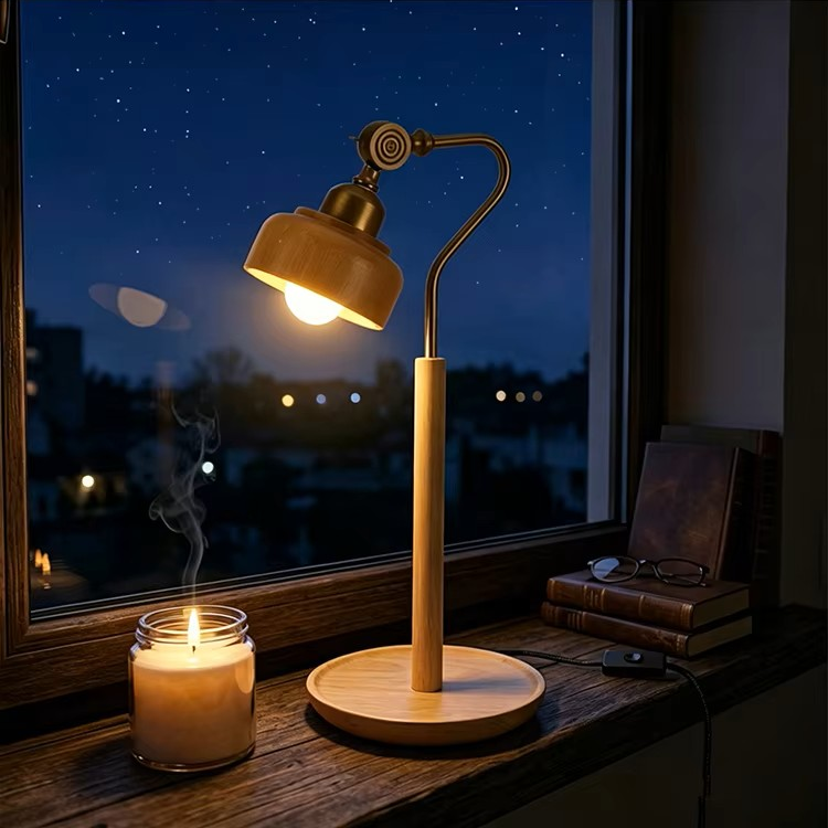 Modern Wood Articulated Desk Lamp | Vintage Brass Swing Arm Reading Light