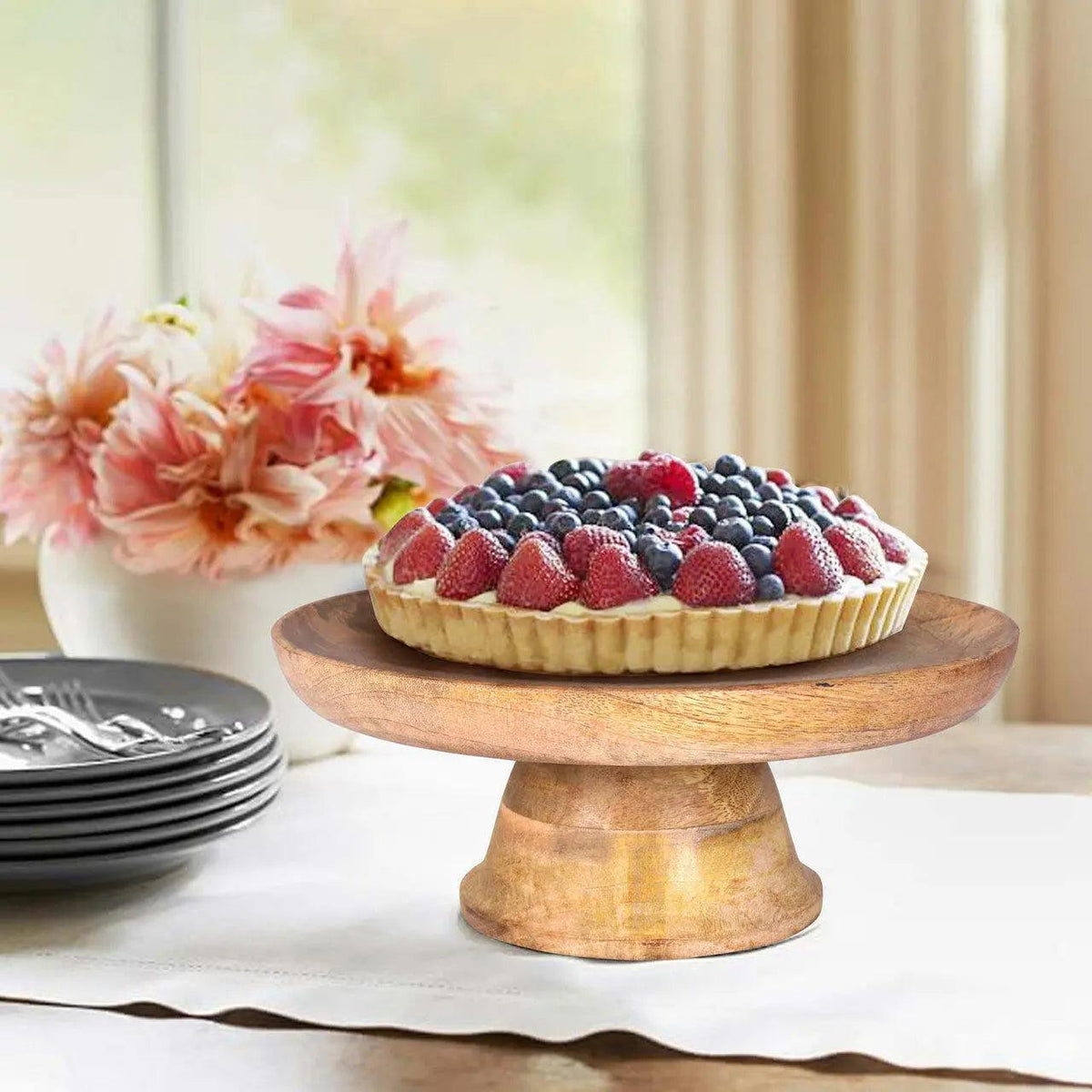Présentoir à gâteau en bois de manguier Brielle