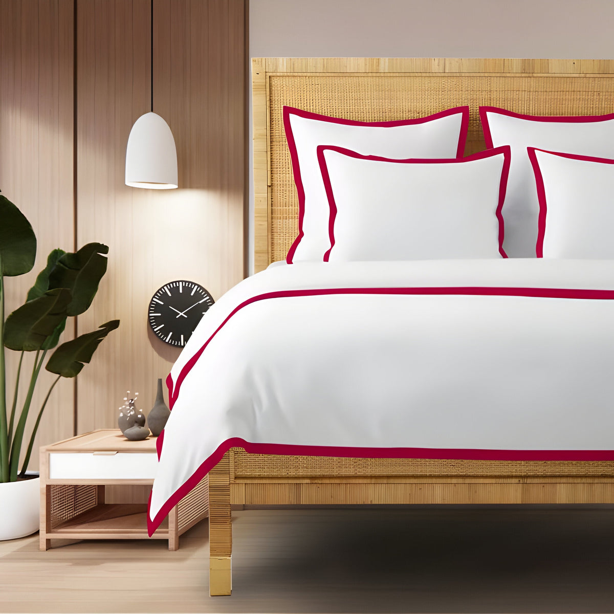 Set copripiumino in raso di cotone 400TC con bordo a cornice