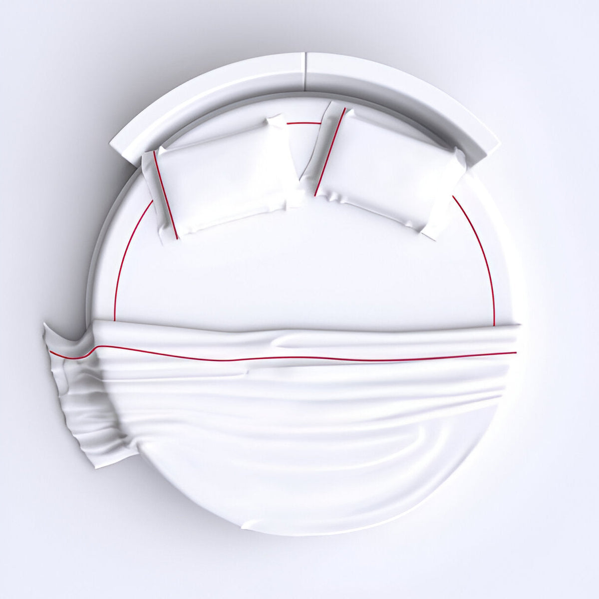 Parure de lit ronde en satin de coton uni, 400 fils, broderie simple
