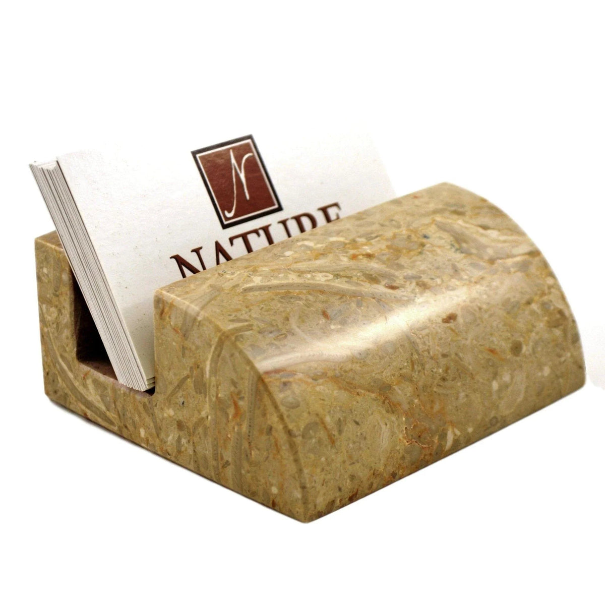 Business Card Stand of Beige Marble