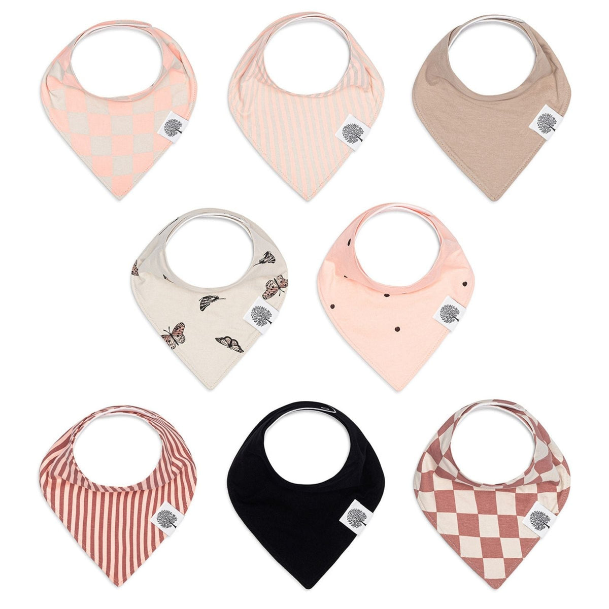 Set di 8 bavaglini a bandana con farfalle