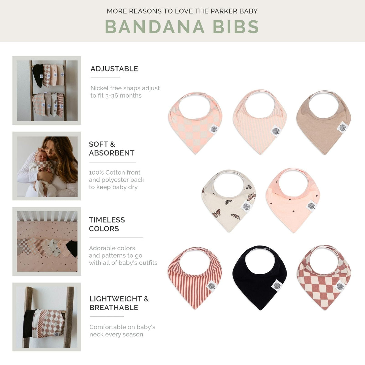 Set di 8 bavaglini a bandana con farfalle