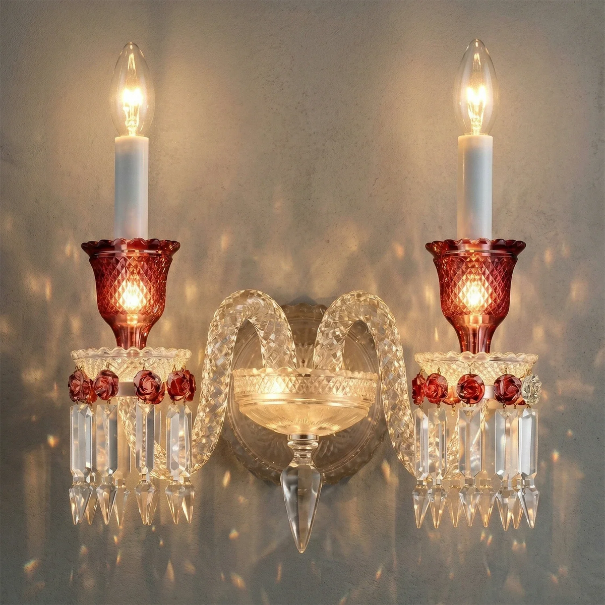 Caelum Apex Red Crystal Wall Lamp