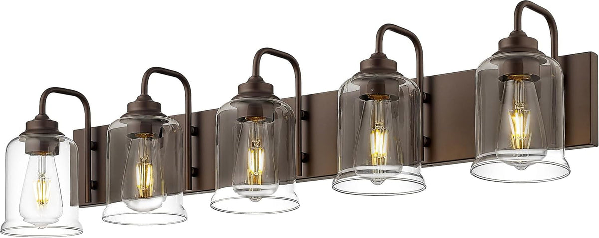Lampada da bagno in stile rustico con paralume in vetro