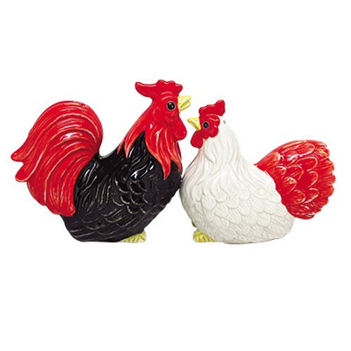 Henrietta & Henry Ceramic Rooster & Hen Salt & Pepper Shaker Set