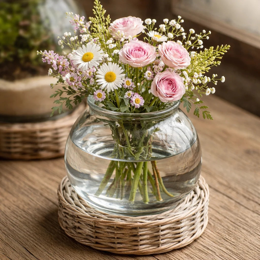Glass and Wicker Terrarium