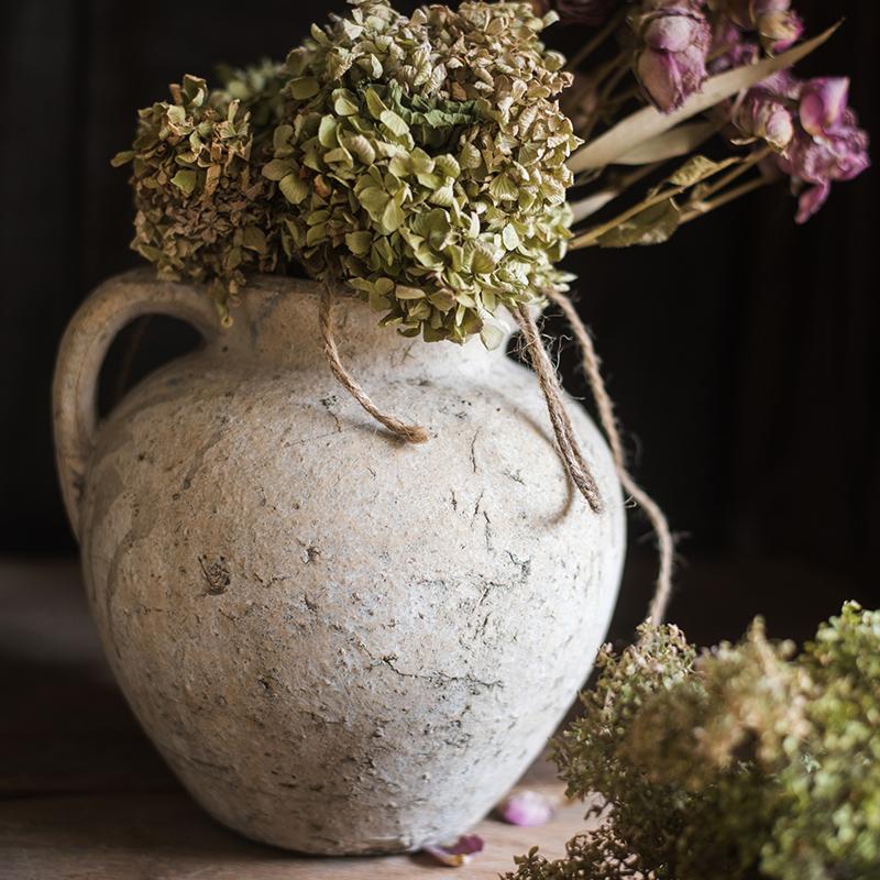Vaso in cemento stile Pompei, anfora artistica fatta a mano