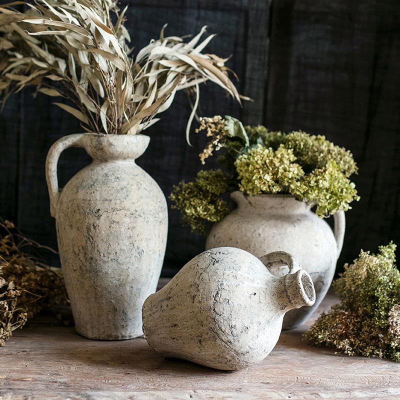 Vaso in cemento stile Pompei, anfora artistica fatta a mano